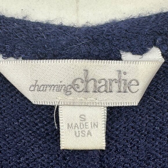 Charming Charlie Women's Size Small Sweater Top Colorblock Blue Red Preowned - Picture 3 of 13